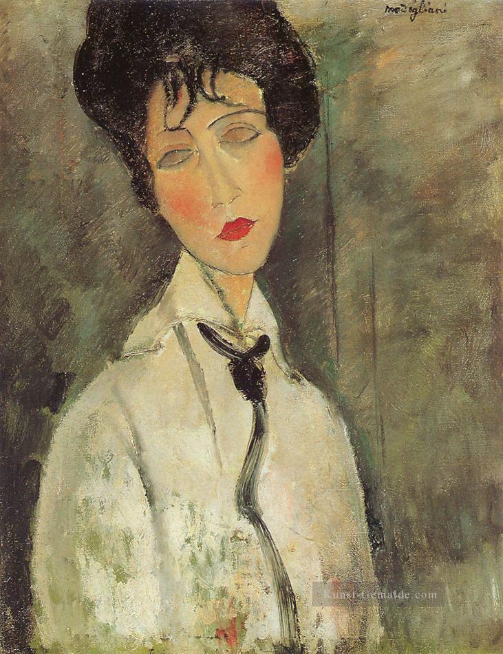 Frau mit einem schwarze Krawatte 1917 Amedeo Modigliani Ölgemälde